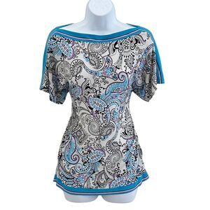 New York & Company Blue and Black Paisley Blouse. Size XS. PM 5.